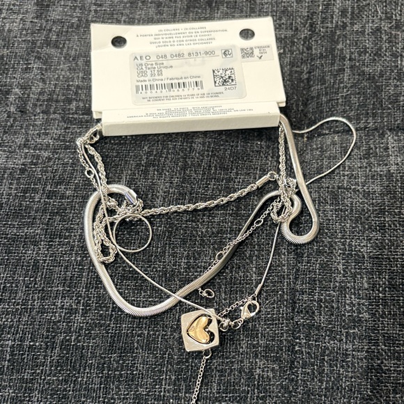 American Eagle Outfitters Silver and Gold Heart Necklace - Picture 5 of 5